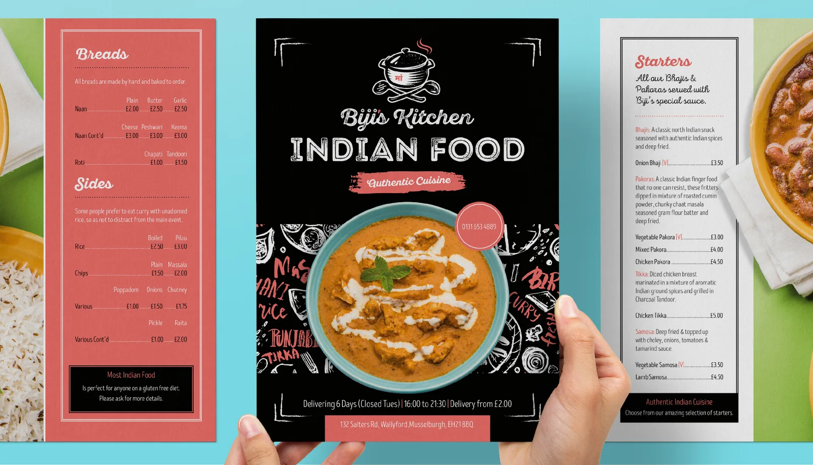 Biji&rsquo;s Kitchen printed takeaway menu